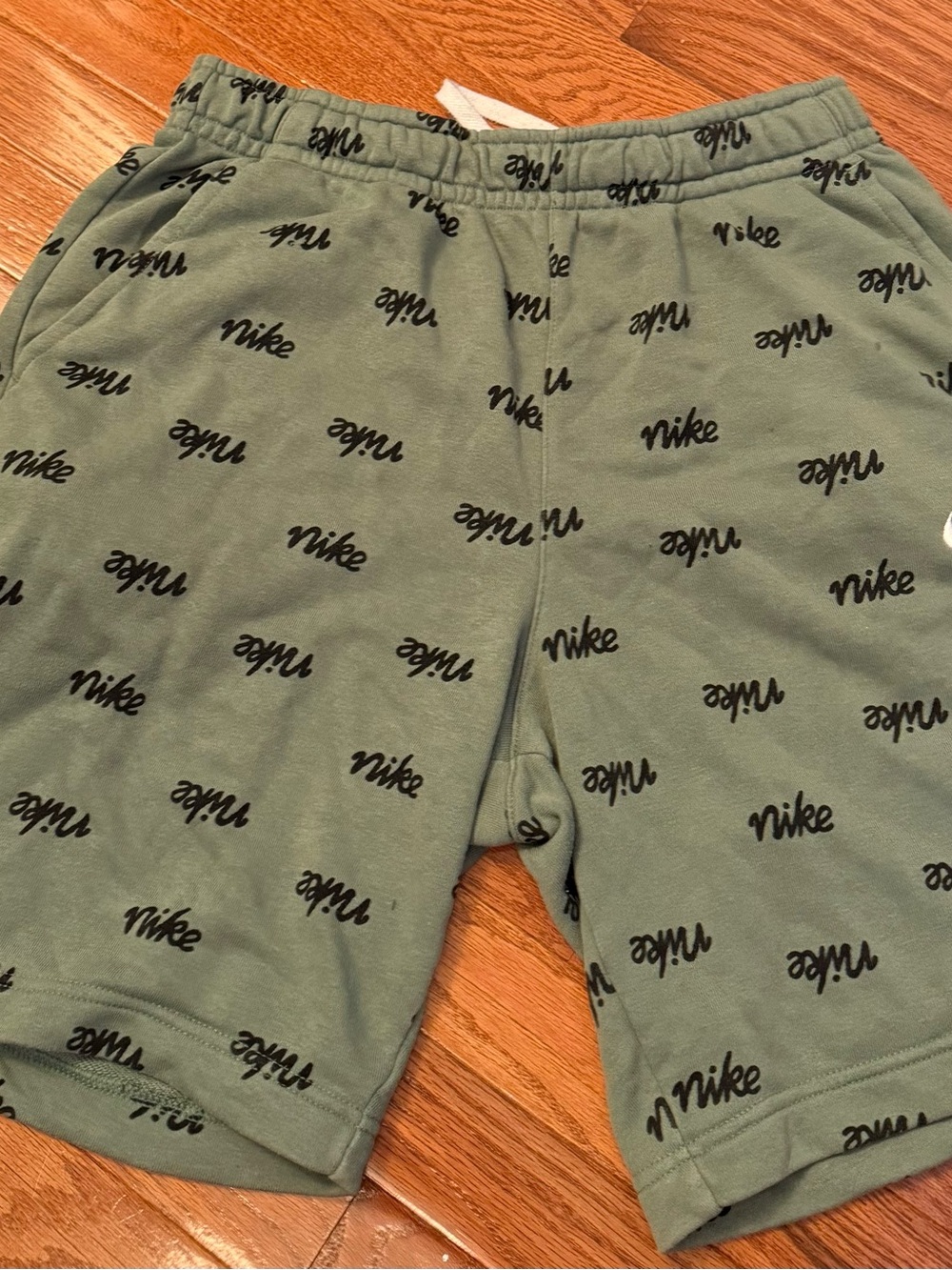 Nike Olive Green Logo-Trim Shorts